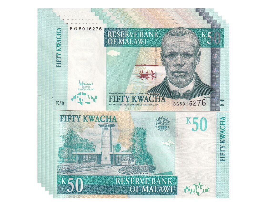 Malawi 50 Kwacha 2007 P 53 c UNC LOT 5 PCS