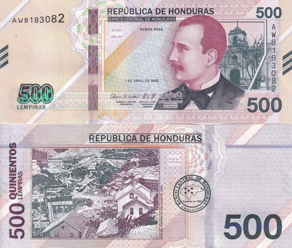Honduras 500 Lempiras 2022 P 113 UNC