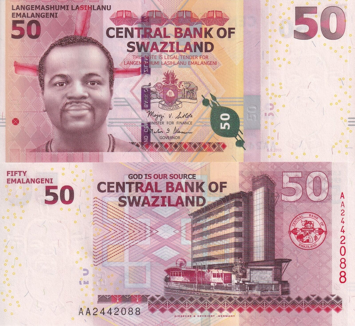Swaziland 50 Emalangeni 2010 P 38 UNC