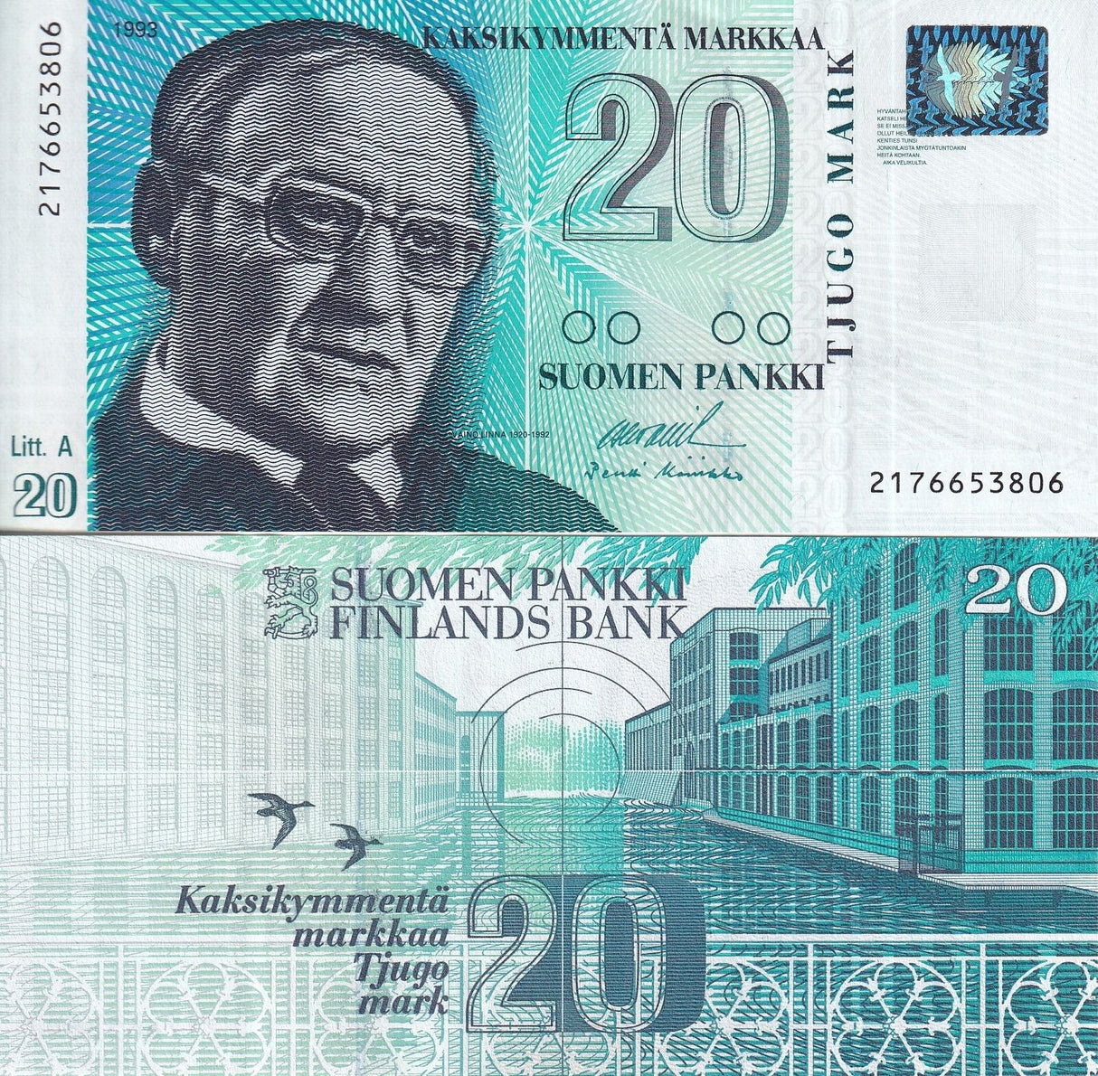 Finland 20 Markka 1993 Sign Ollila Koivikko P 123 AUnc