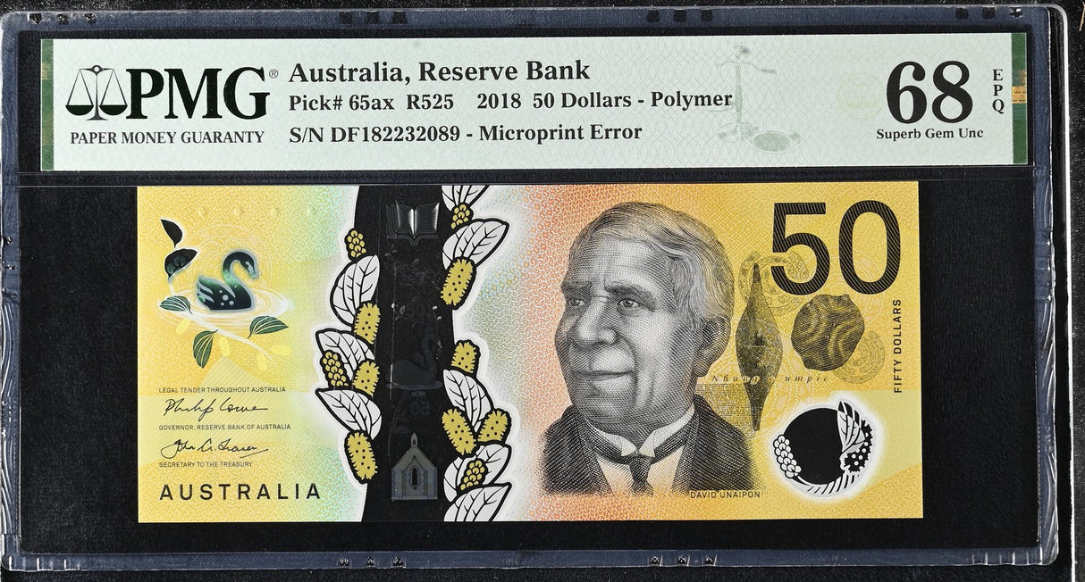 Australia 50 Dollars 2018 Polymer P 65 ax Superb Gem UNC PMG 68 EPQ
