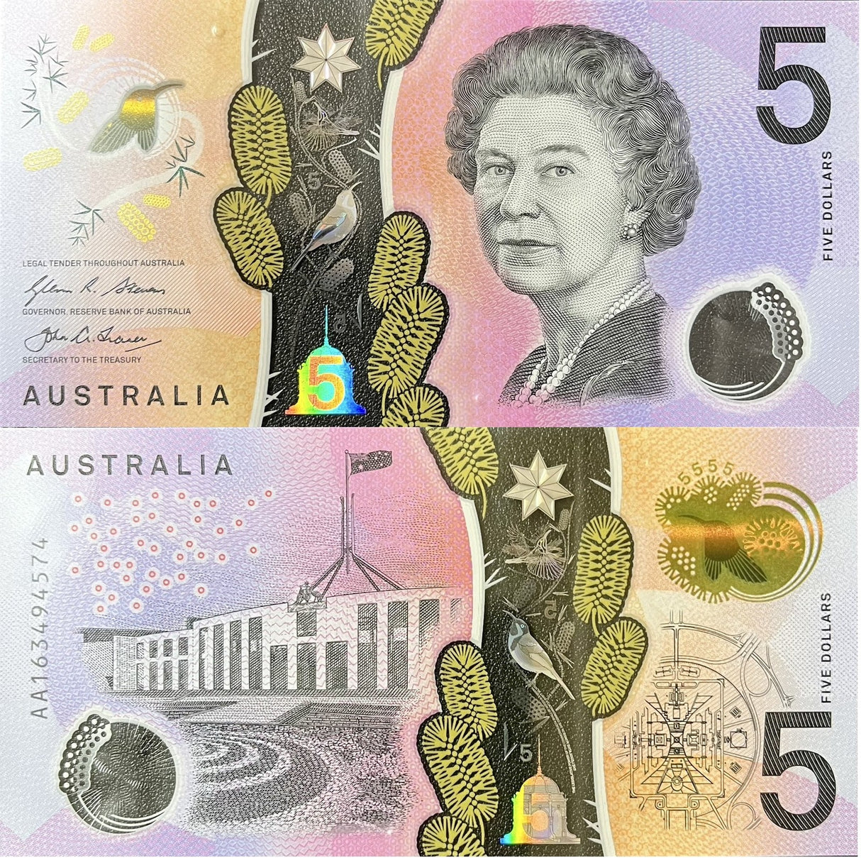 Australia 5 Dollars 2016 P 62 a Polymer AA Prefix UNC