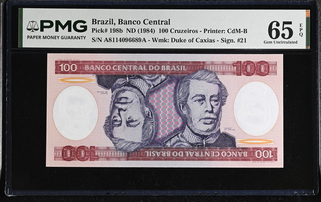 Brazil 100 Cruzeiros ND 1984 P 198 b Gem UNC PMG 65 EPQ