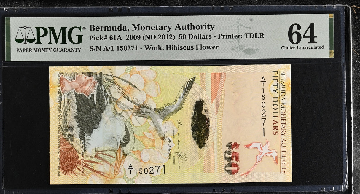 Bermuda 50 Dollars 2009 ND 2012 P 61A Choice UNC PMG 64