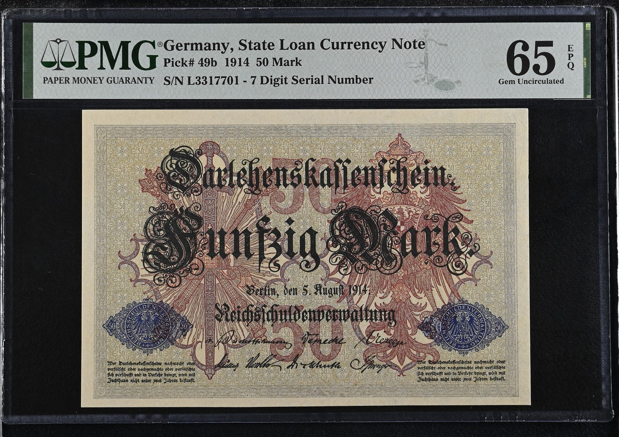 Germany 50 Mark 1914 P 49 b Gem UNC PMG 65 EPQ