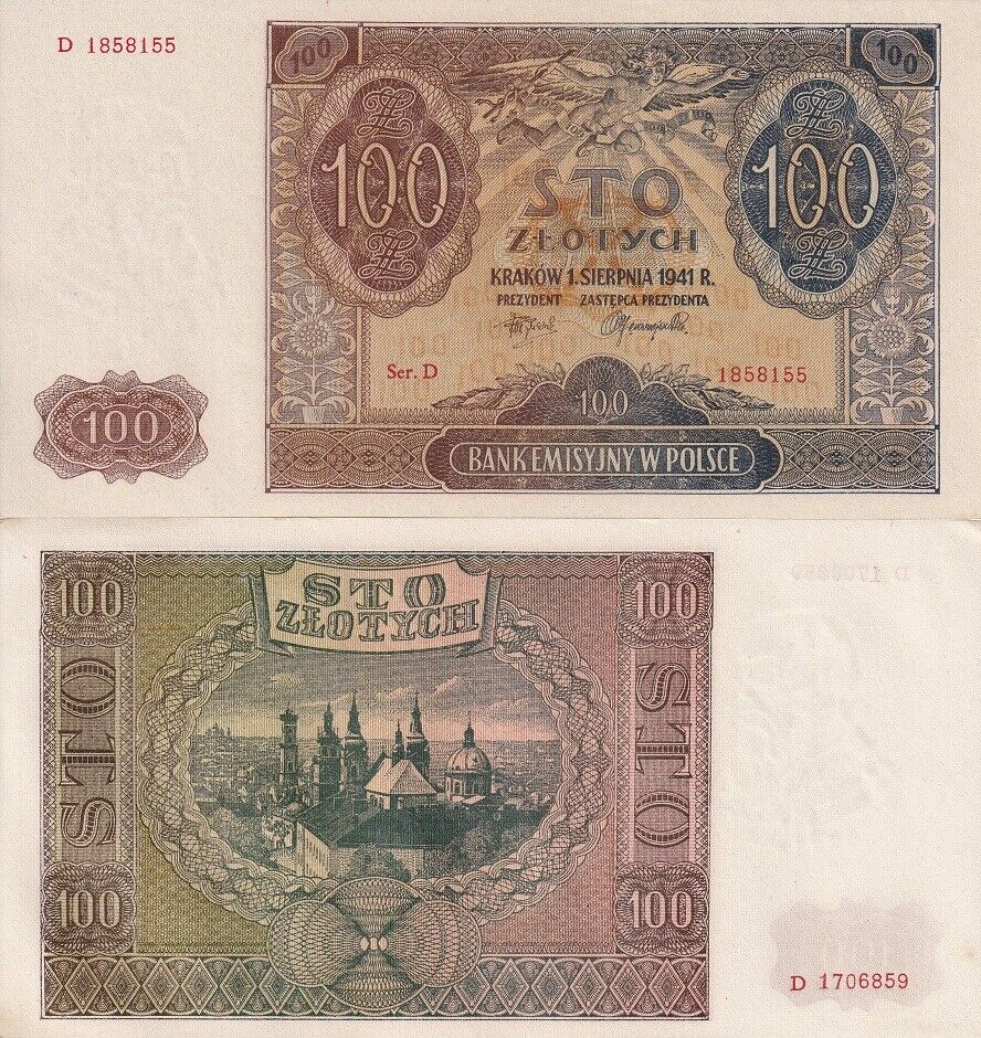 Poland 100 Zloty 1941 P 103 AUnc