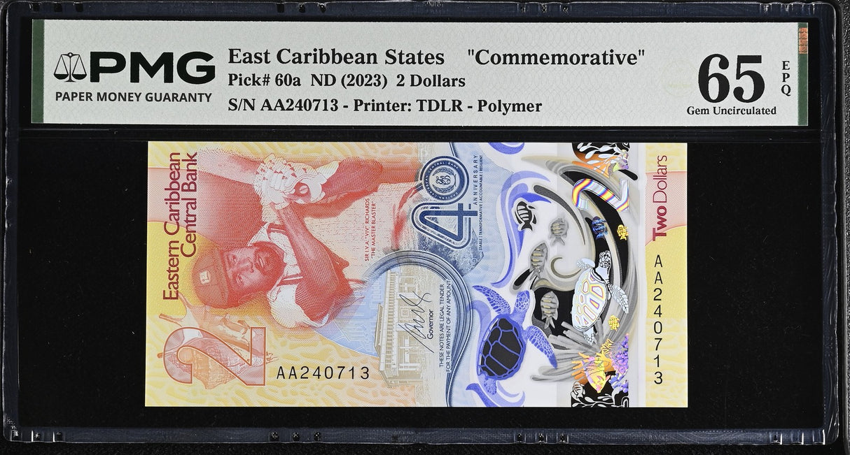 East Caribbean States 2 Dollars ND 2023 P 60 a Commemorative Gem UNC PMG 65 EPQ
