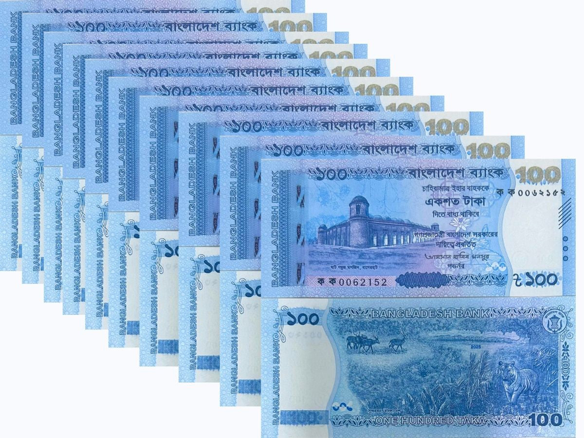Bangladesh 100 Taka 2025 P 79 NEW Design UNC LOT 10 PCS