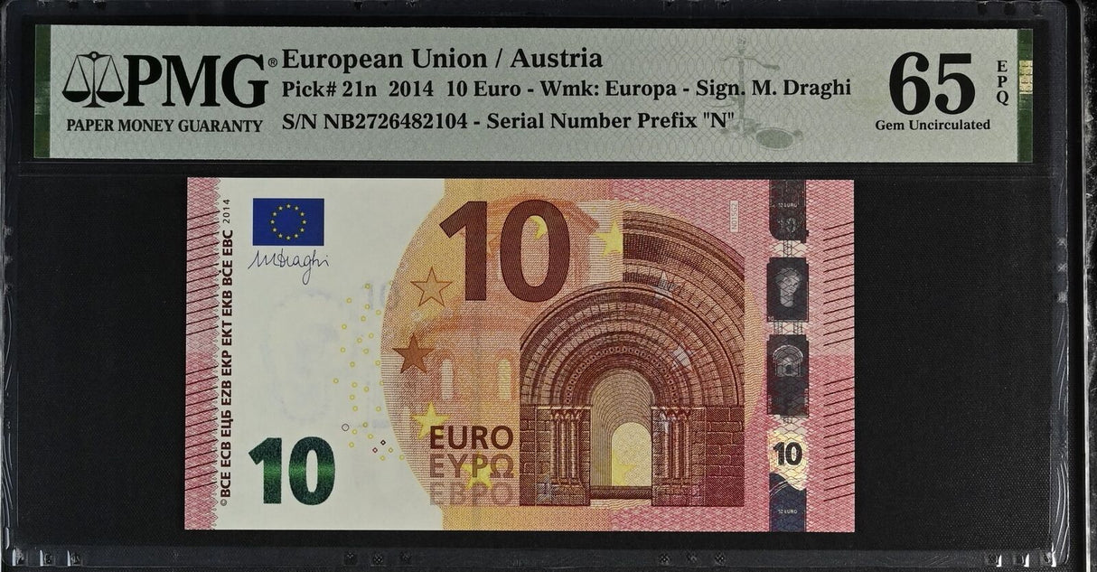 Euro 10 Euro Austria 2014 P 21 n Gem UNC PMG 65 EPQ
