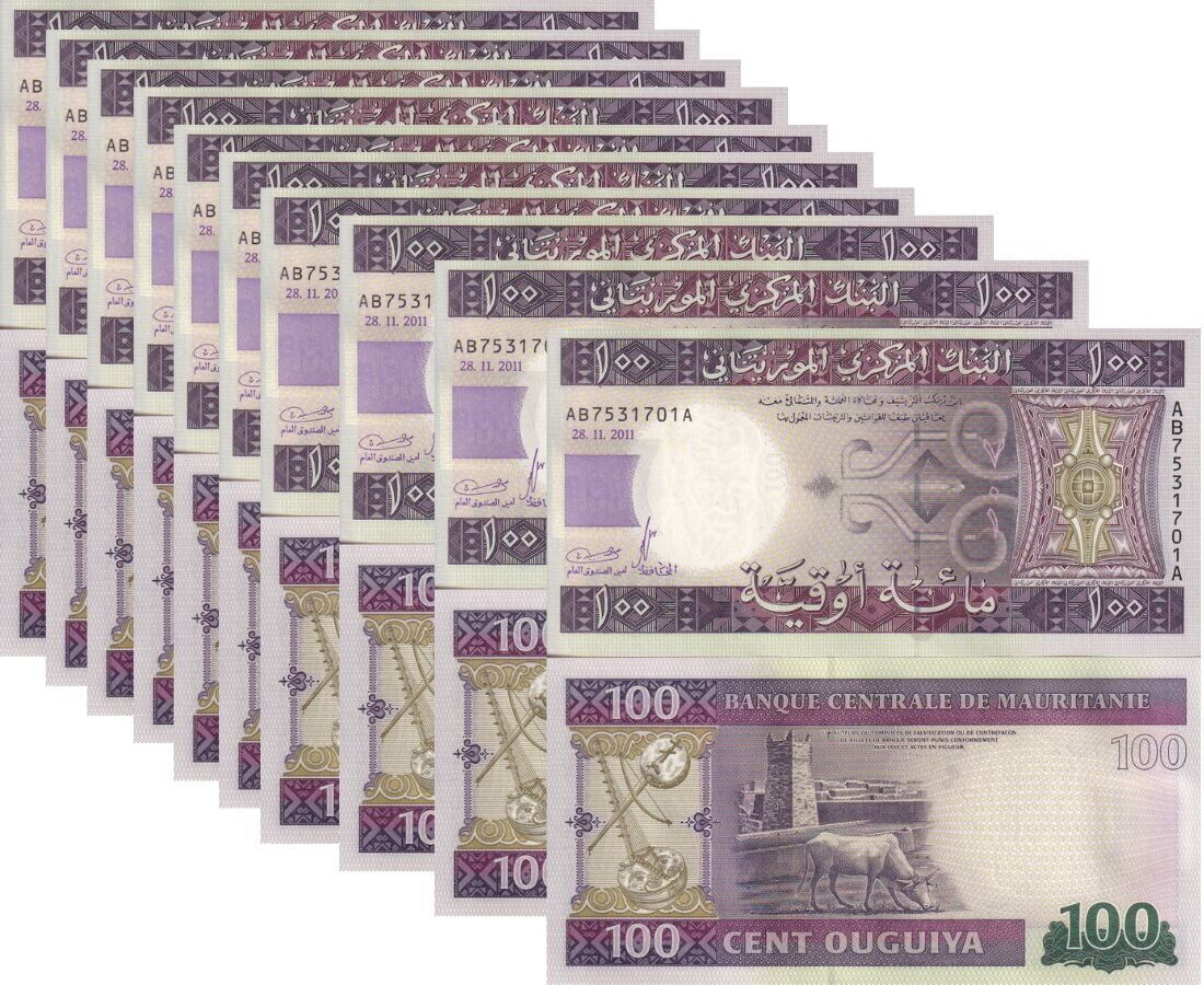 Mauritania 100 Ouguiya 2011 P 16 UNC LOT 10 PCS