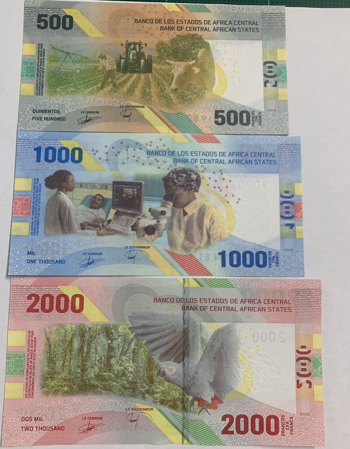 Central African States Set 5 AUnc 500 1000 2000-10000 FR 2020 2022 P 700-704