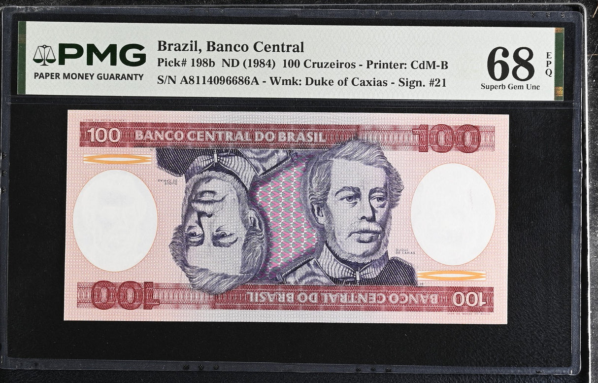 Brazil 100 Cruzeiros ND 1984 P 198 b Superb Gem UNC PMG 68 EPQ TOP POP