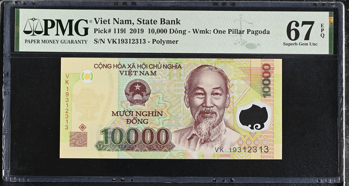 Vietnam 10000 Dong 2019 Polymer P 119 l Superb Gem UNC PMG 67 EPQ
