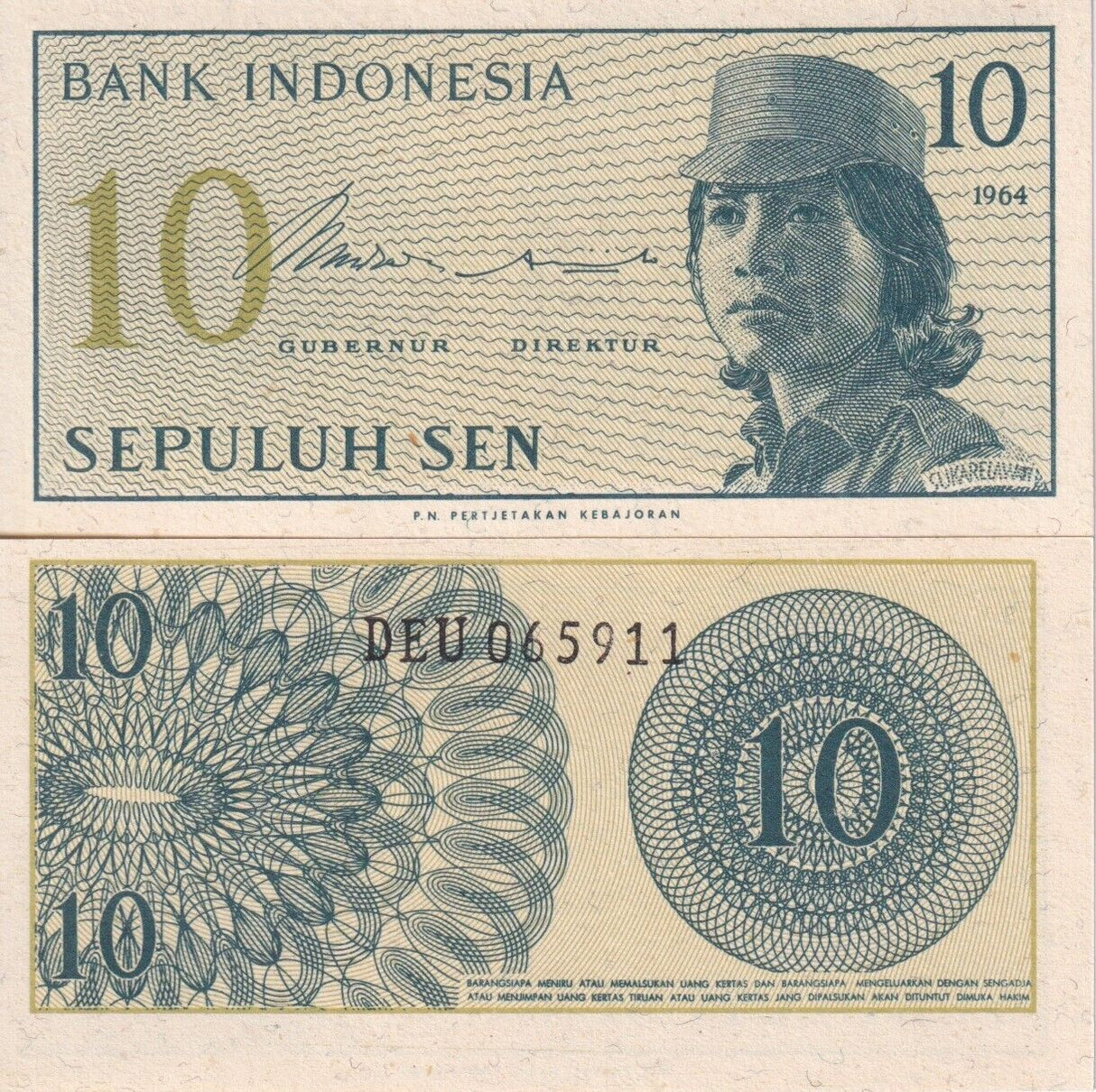 Indonesia Set 4 Pcs 1 5 10 50 Sen 1964 P 90 91 92 94 UNC