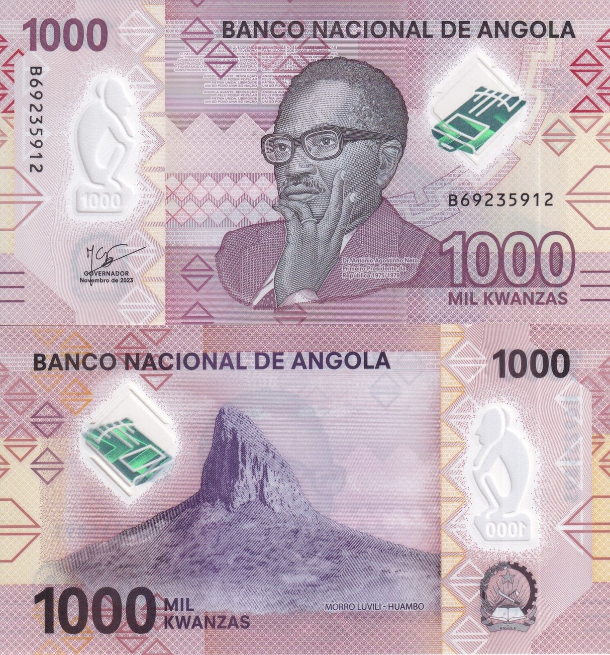 Angola 1000 Kwanzas 2023 P 162 Polymer UNC
