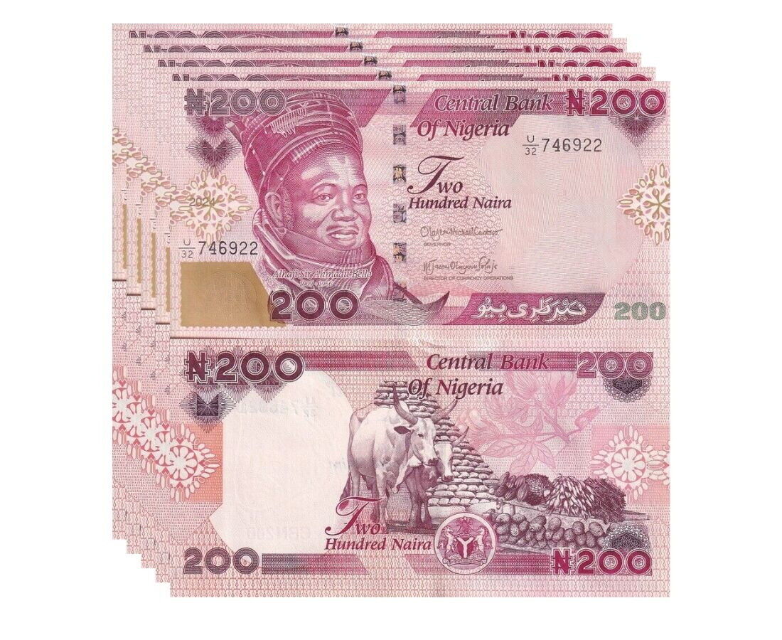 Nigeria 200 Naira 2024 P 47 New Design UNC LOT 5 Pcs – Noteshobby