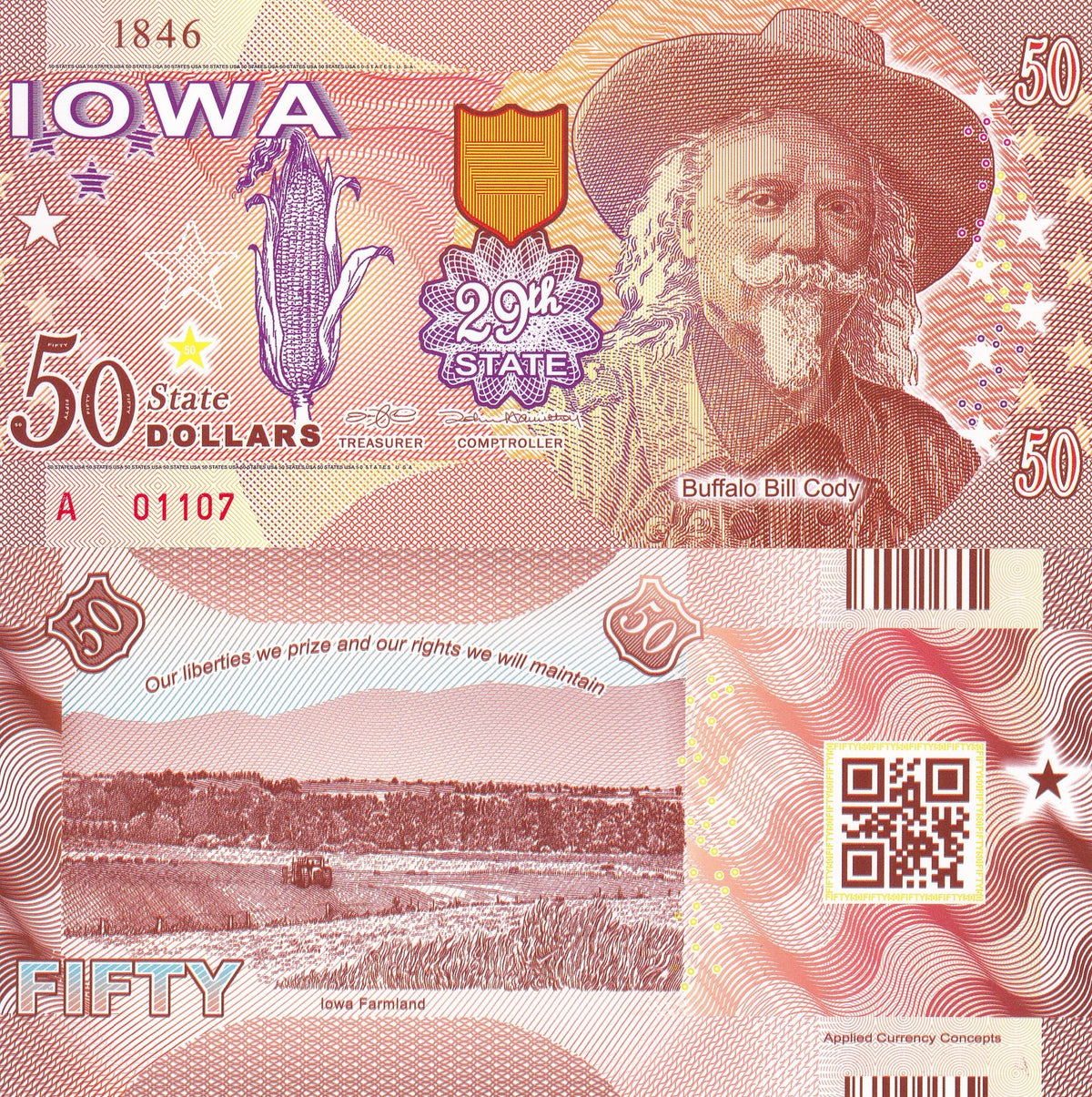 UNITED STATE USA. IOWA 50 DOLLARS ND 2017 29TH POLYMER Private issued