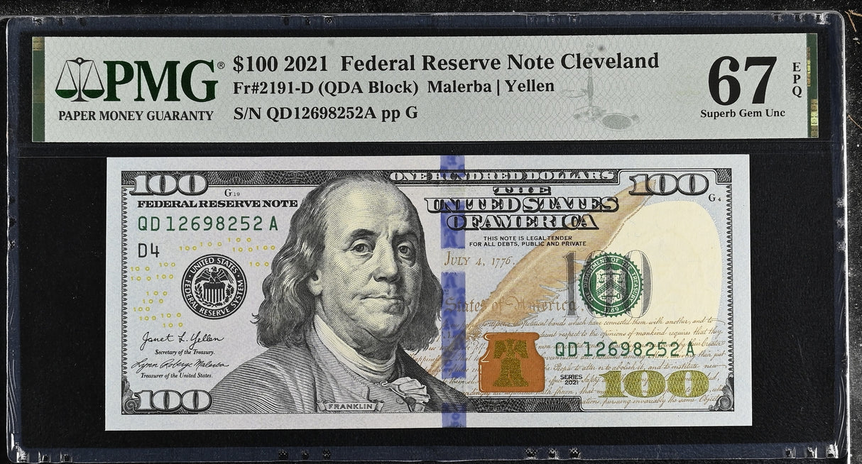 United States 100 Dollars USA 2021 P 555 D Cleveland Superb Gem UNC PMG 67 EPQ