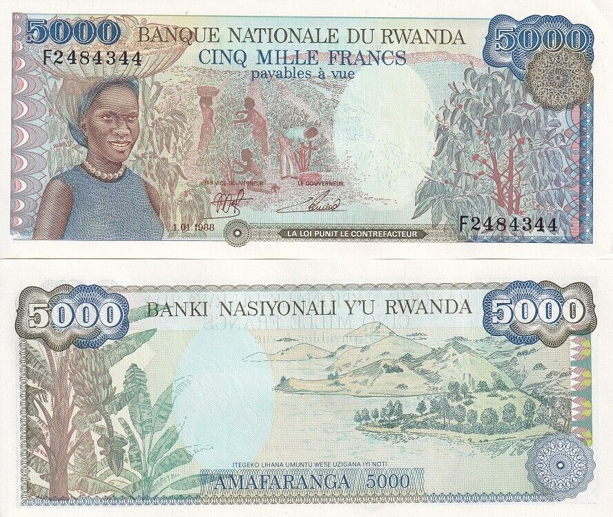 Rwanda 5000 Francs 1988 P 22 UNC