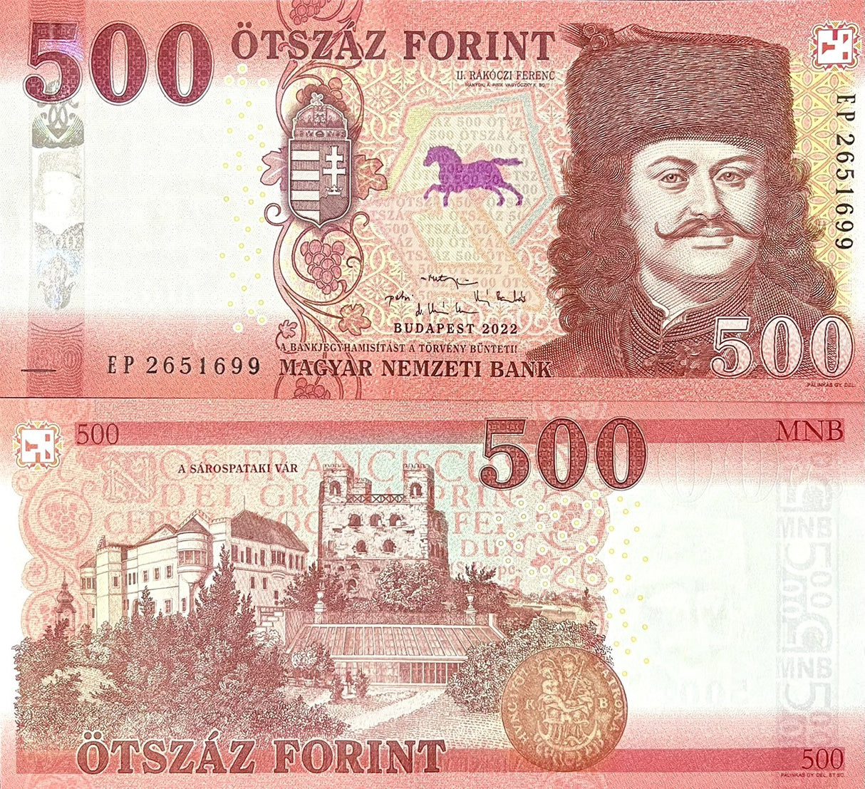 Hungary 500 Forint 2022 P 202 a UNC