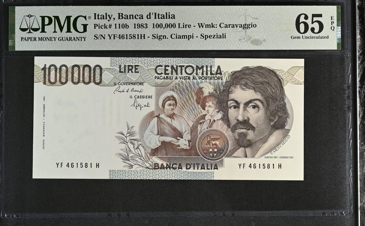 Italy 100000 Lire 1983 P 110 b Gem UNC PMG 65 EPQ