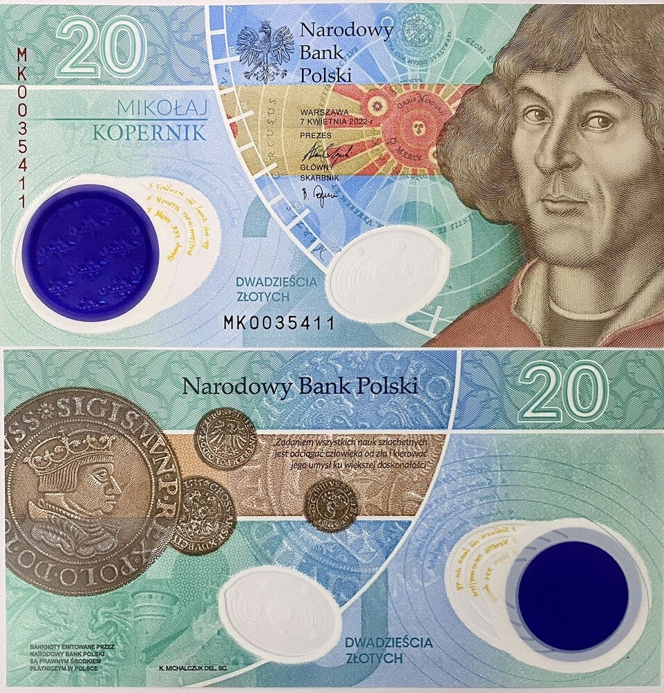 Poland 20 Zlotych 2022 550th Commemorative Polymer P 197 UNC W/Folder