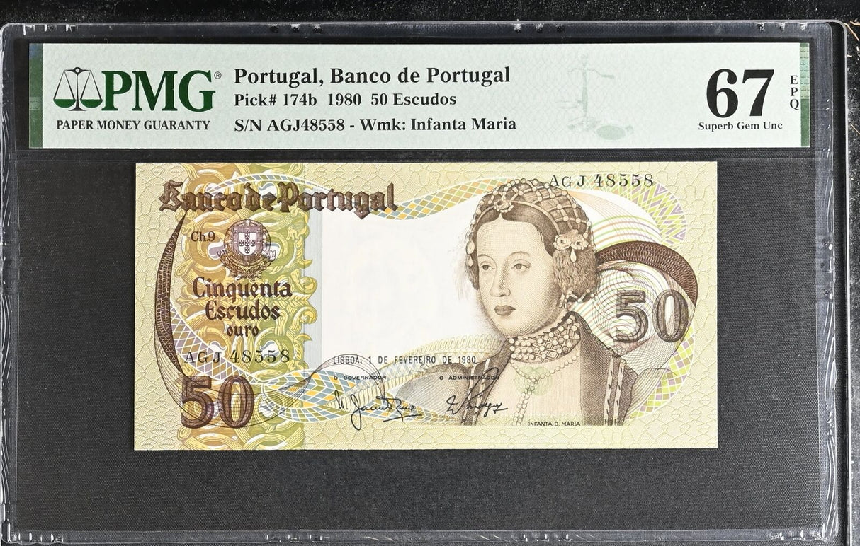 Portugal 50 Escudos 1980 P 174 b Superb Gem UNC PMG 67 EPQ