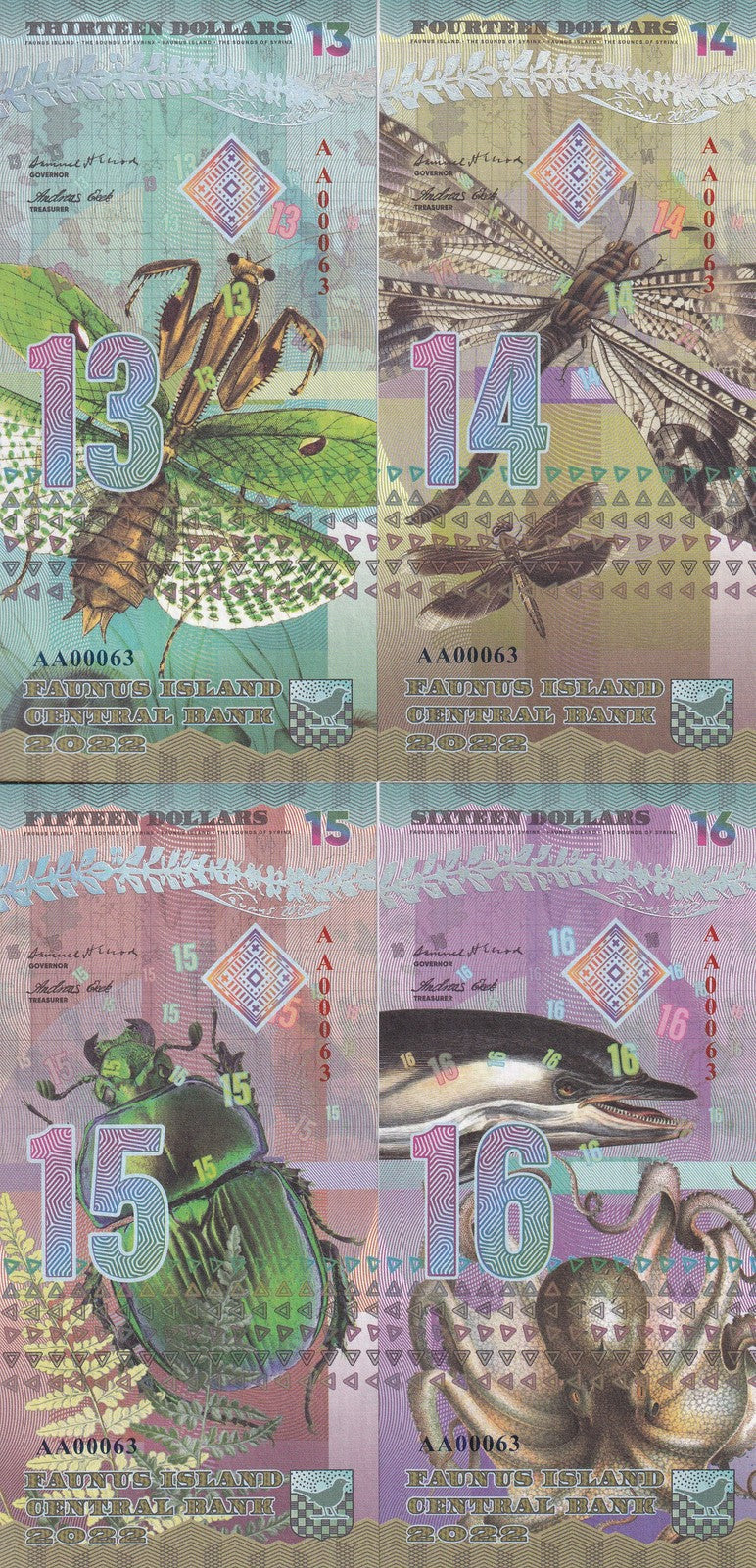 Faunus Island Set 4, 13 14 15 16 Dollars 2022 Fantasy