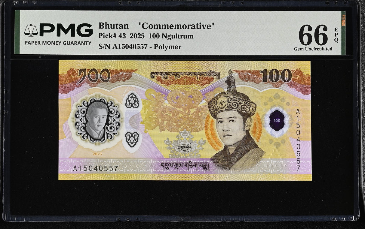 Bhutan 100 Ngultrum 2025 P 43 Commemorative Gem UNC PMG 66 EPQ