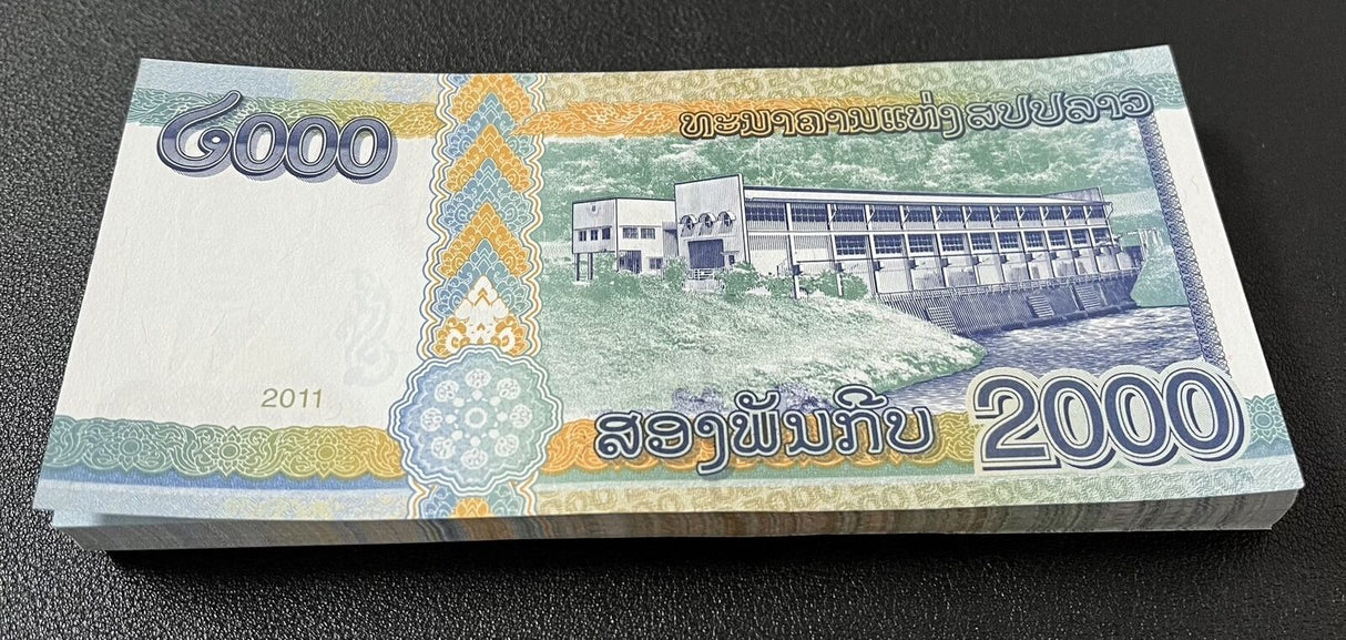 Laos 2000 Kip 2011 P 41 UNC LOT 100 PCS 1 Bundle