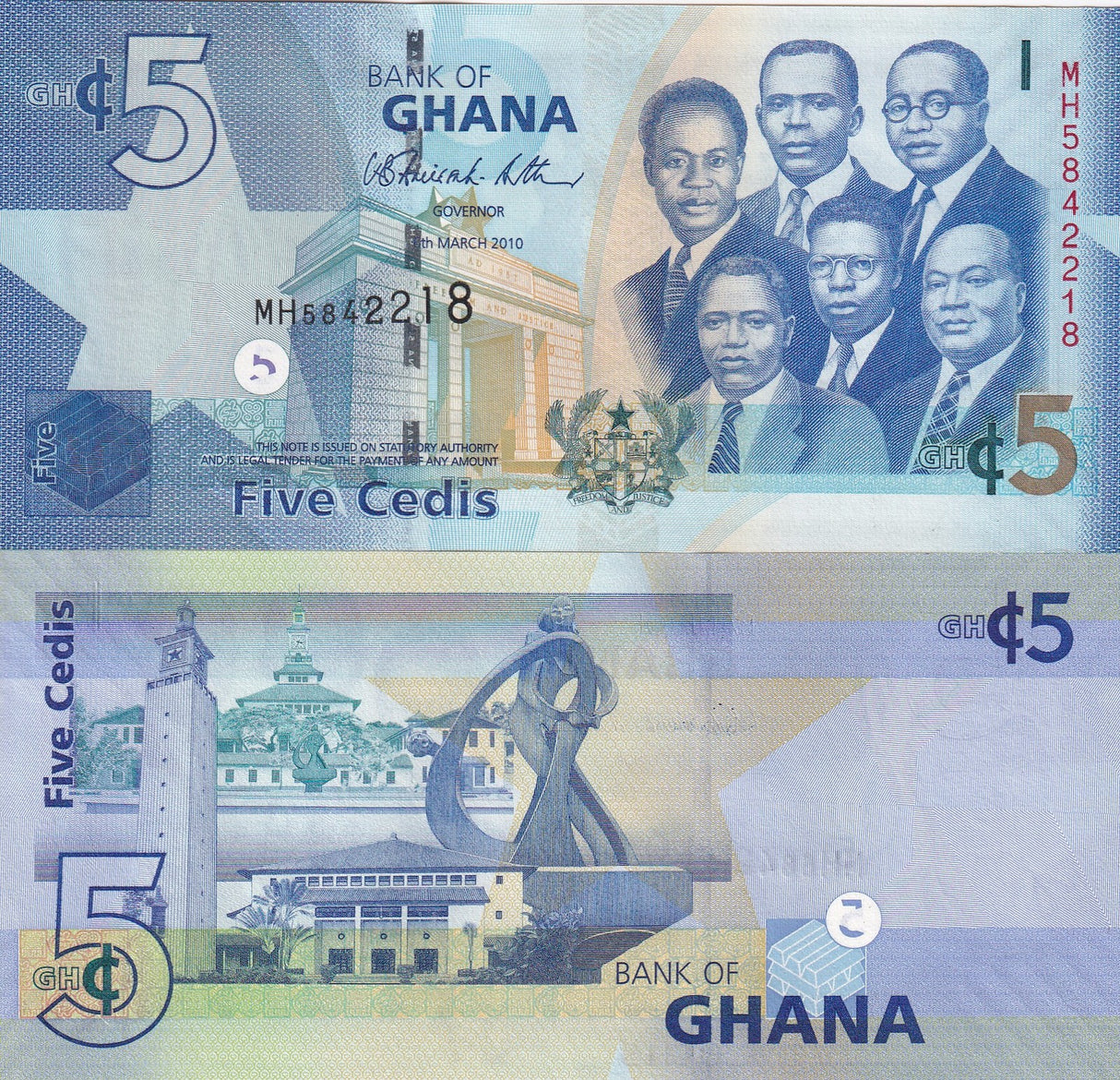Ghana 5 Cedis 2010 P 38 b UNC