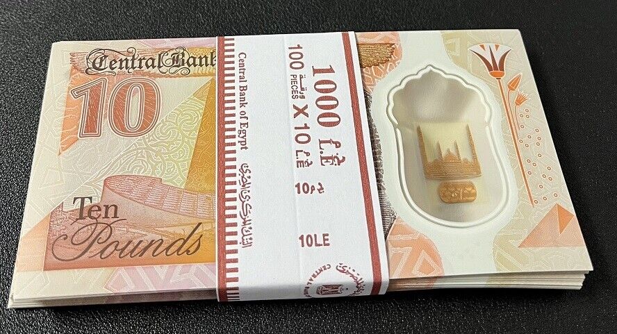 Egypt 10 Pounds 2023 Polymer P 81 New Sign UNC LOT 100 PCS 1 BUNDLE