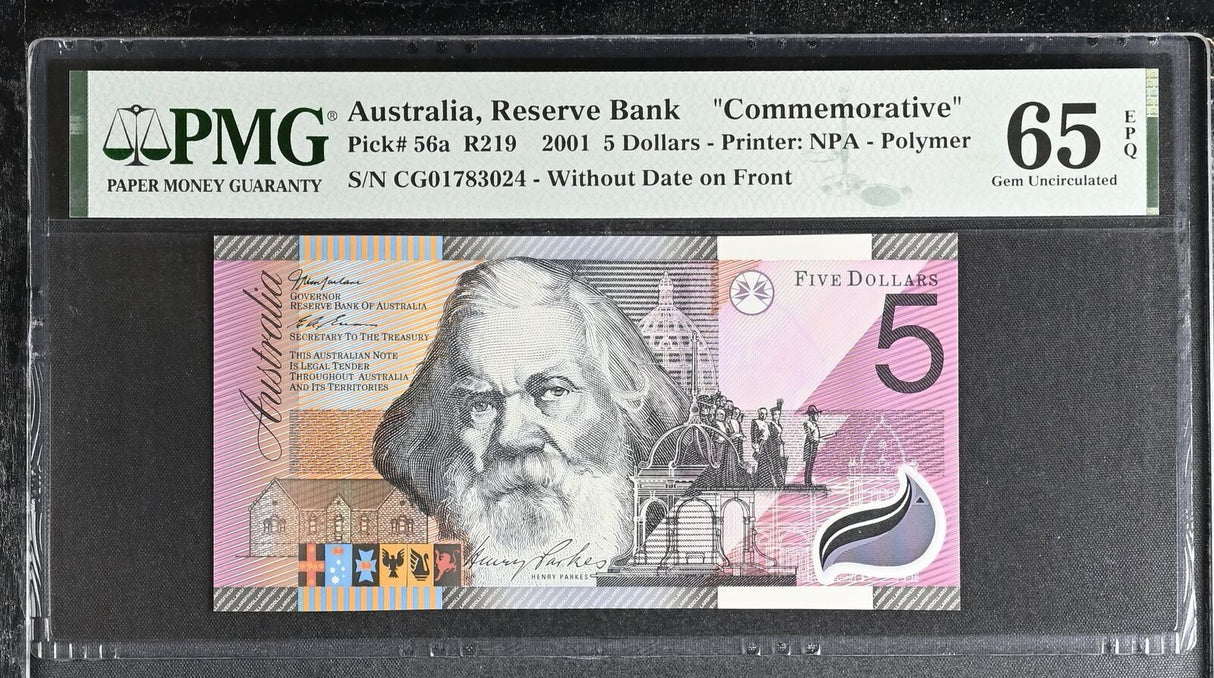 Australia 5 Dollars 2001 P 56 a Polymer Gem UNC PMG 65 EPQ