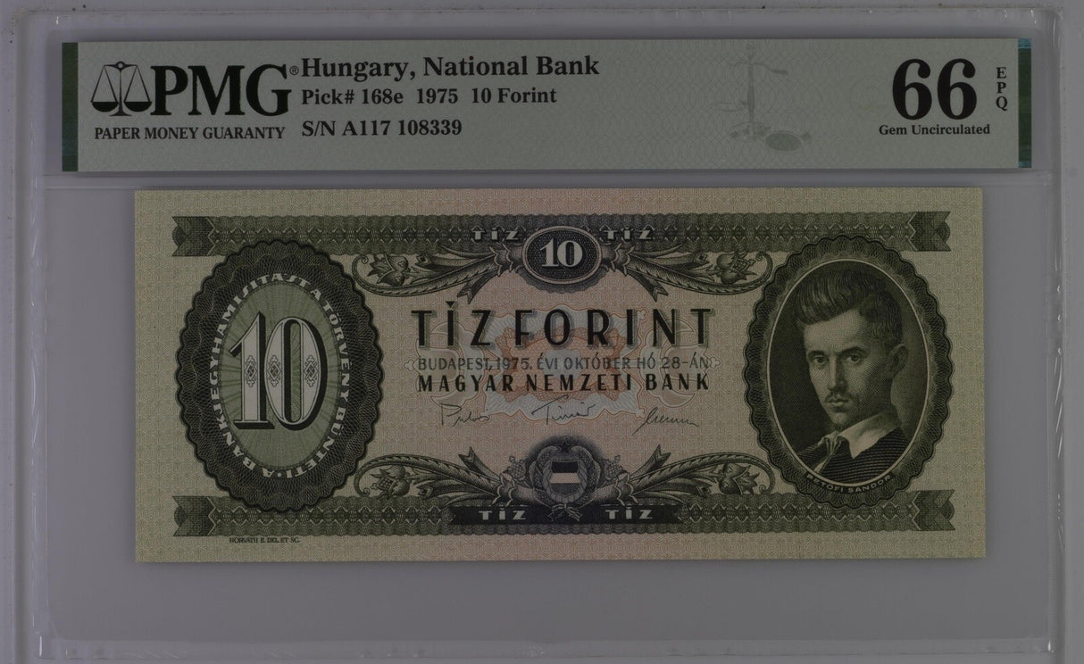 Hungary 10 Florint 1975 P 168 e Gem UNC PMG 66 EPQ
