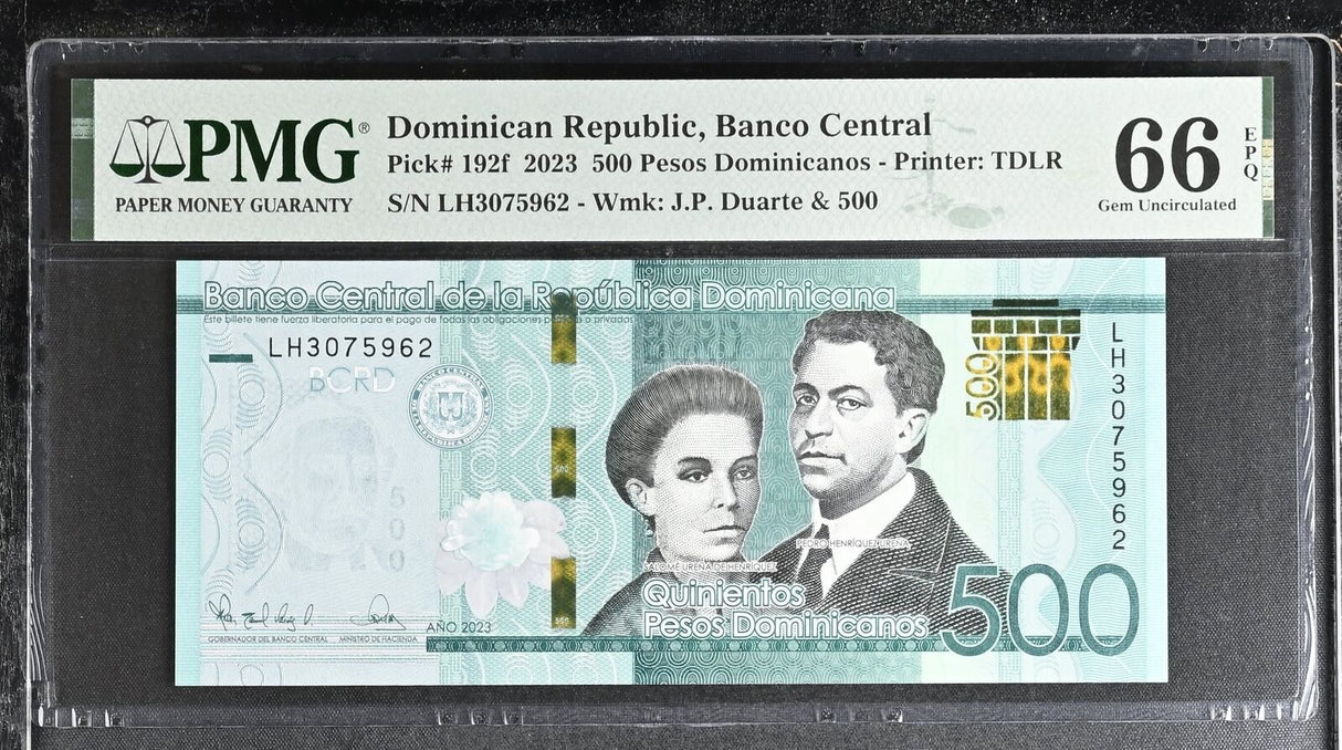 Dominican Republic 500 Pesos 2023 P 192 f Gem UNC PMG 66 EPQ