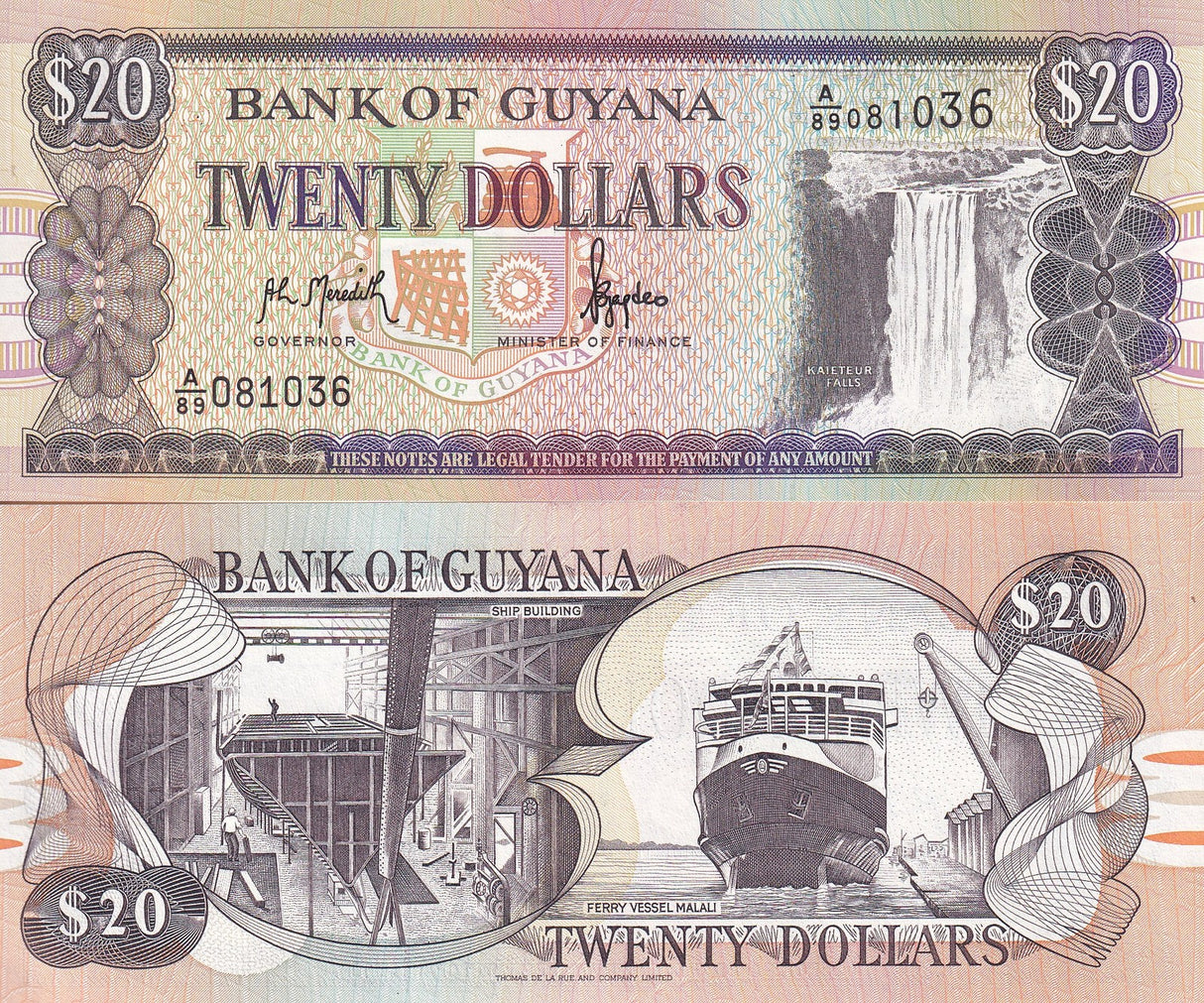 Guyana 20 Dollars ND 1996 P 30 a UNC