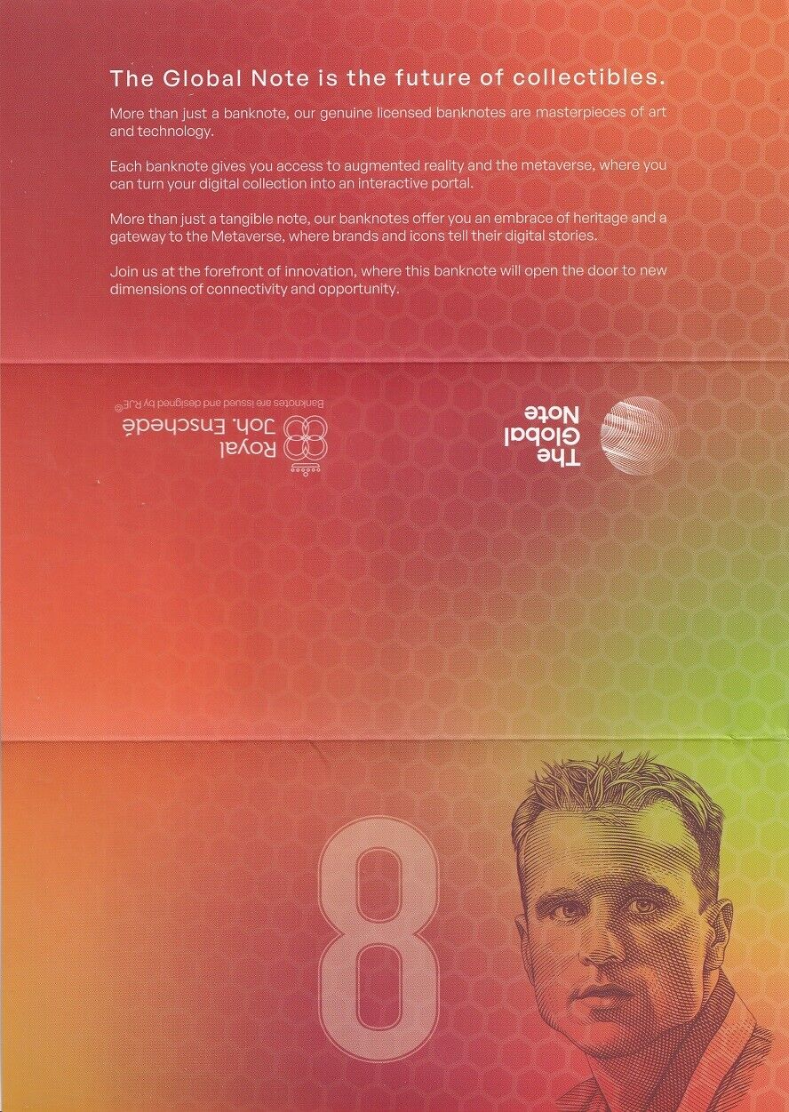 Netherlands 8 Dennis Bergkamp 1998 / 2023 Worldcup Test note with folder