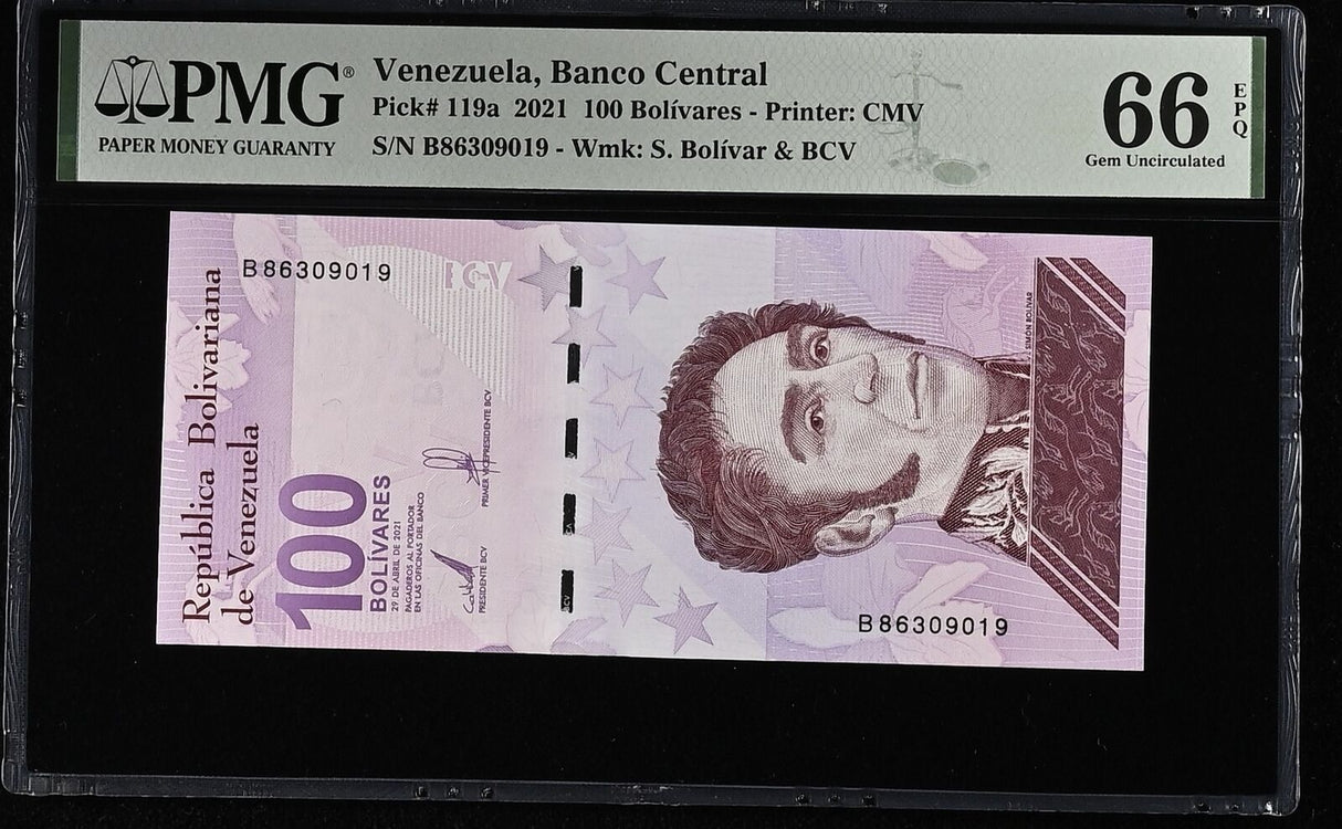 Venezuela 100 Bolivares Digitales 2021 P 119 a Gem UNC PMG 66 EPQ