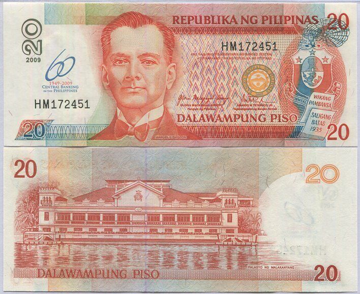 Philippines 20 Piso 2009 60 Year COMM. P 200 AUnc