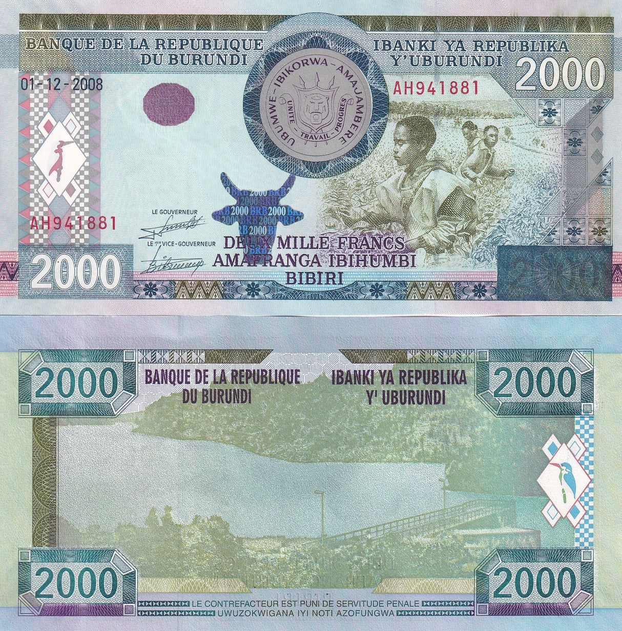 Burundi 2000 Francs 2008 P 57 UNC