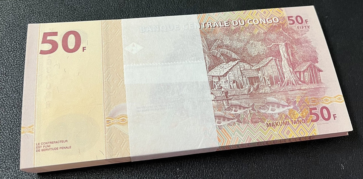 Congo 50 Francs 2020 P 97 c UNC LOT 100 PCS 1 Bundle