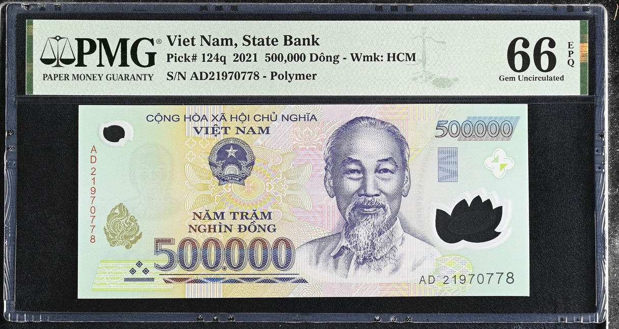 Vietnam 500000 Dong 2021 Polymer P 124 q Gem UNC PMG 66 EPQ