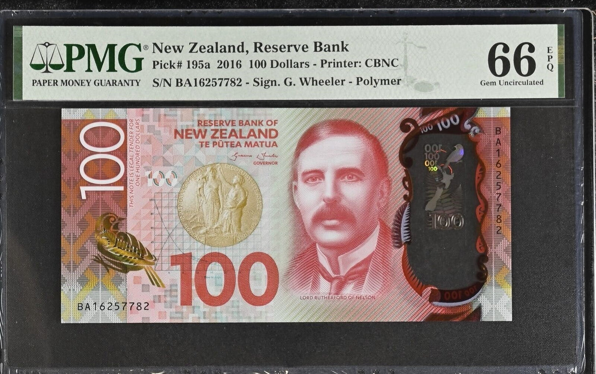 New Zealand 100 Dollars 2016 P 195 a Gem UNC PMG 66 EPQ