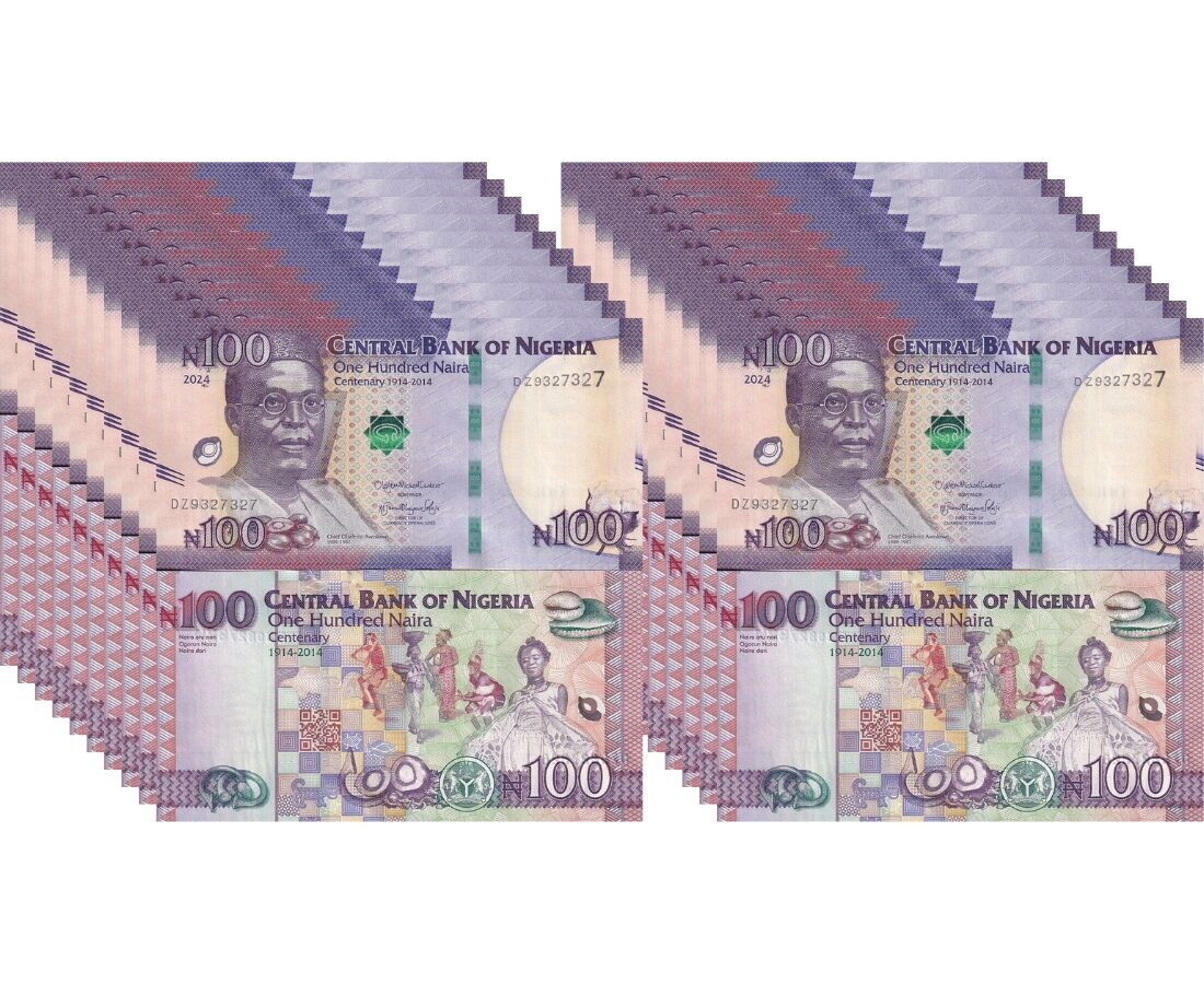 Nigeria 100 Naira 2024 P 41 DZ Replacement UNC LOT 20 PCS 1/5 BUNDLE