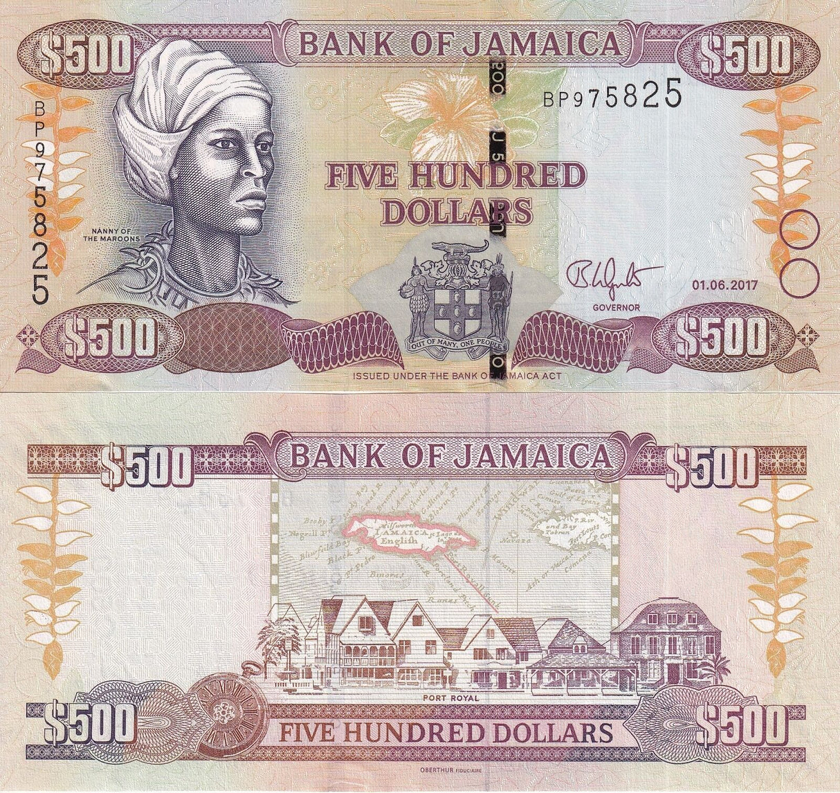 Jamaica 500 Dollars 2017 P 85 k UNC