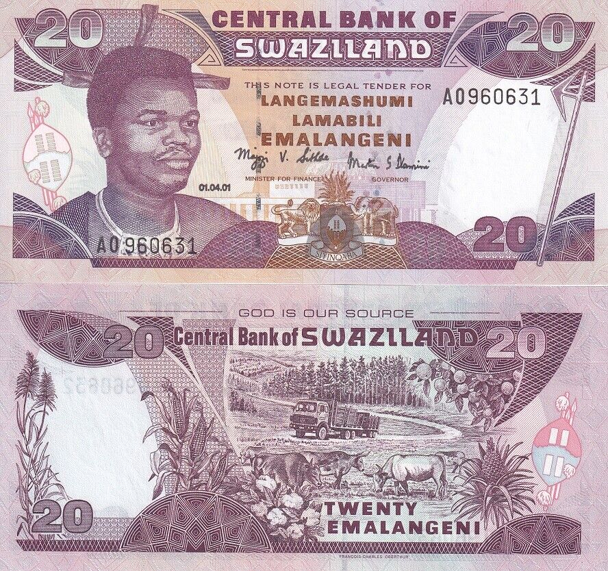 Swaziland 20 Emalangeni 2001 P 30 UNC