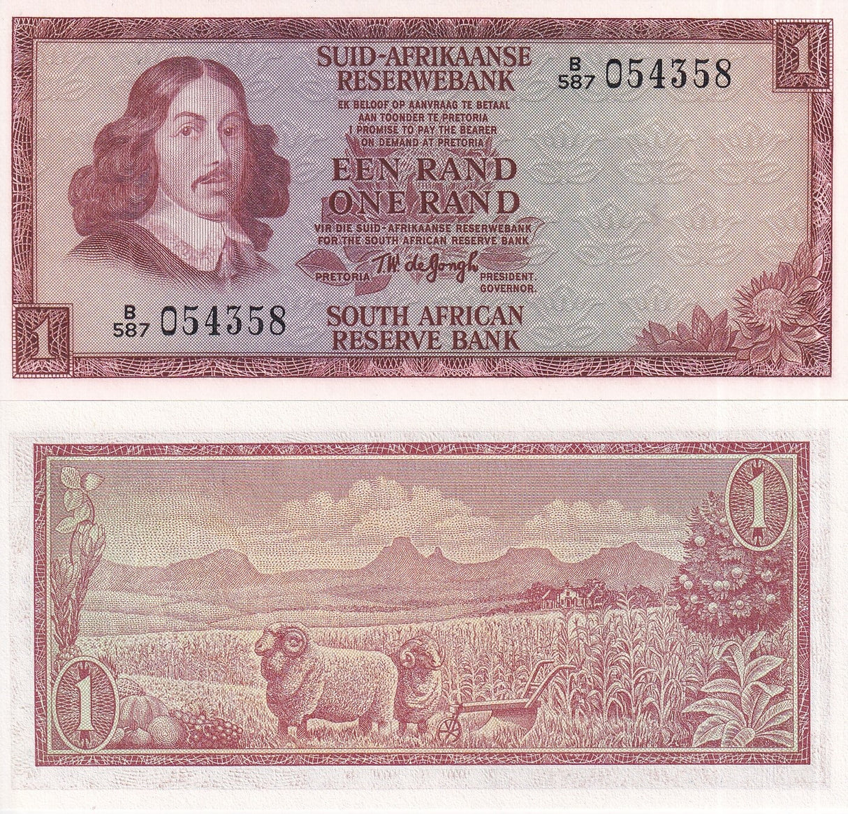 South Africa 1 Rand P 116 B WTM J VAN RIEBEECK UNC