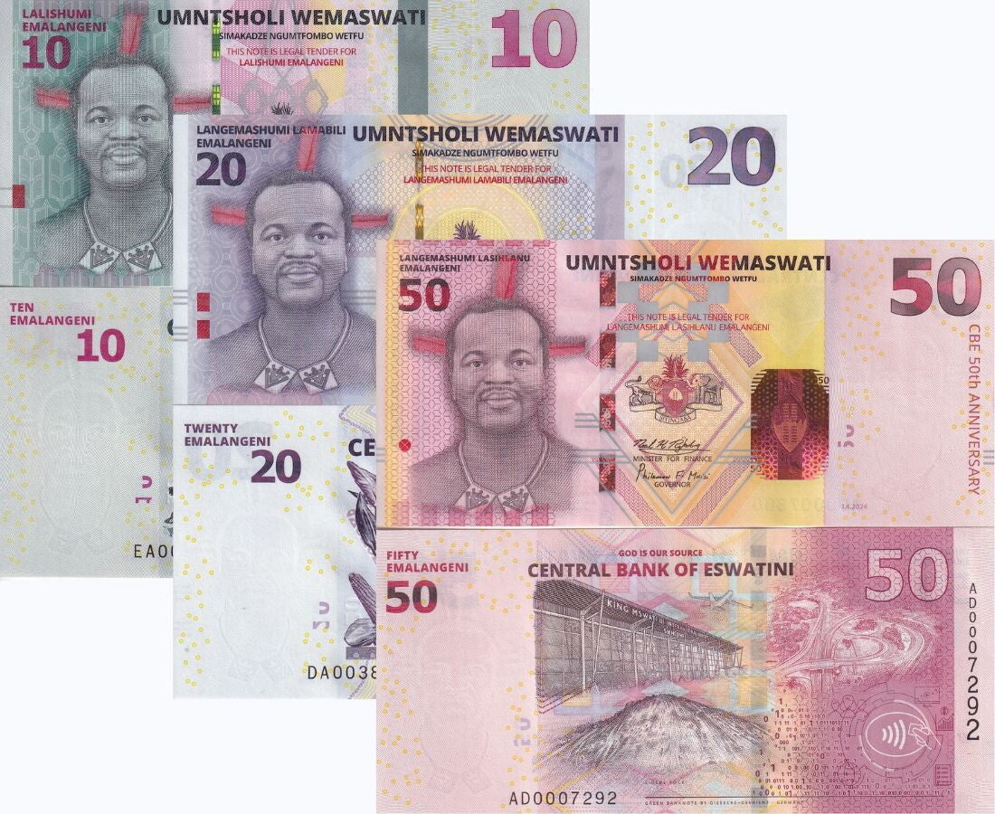 Eswatini Set 3 UNC 10 20 50 Emalangeni Swaziland 2024 2025 P 46 P NEW Design