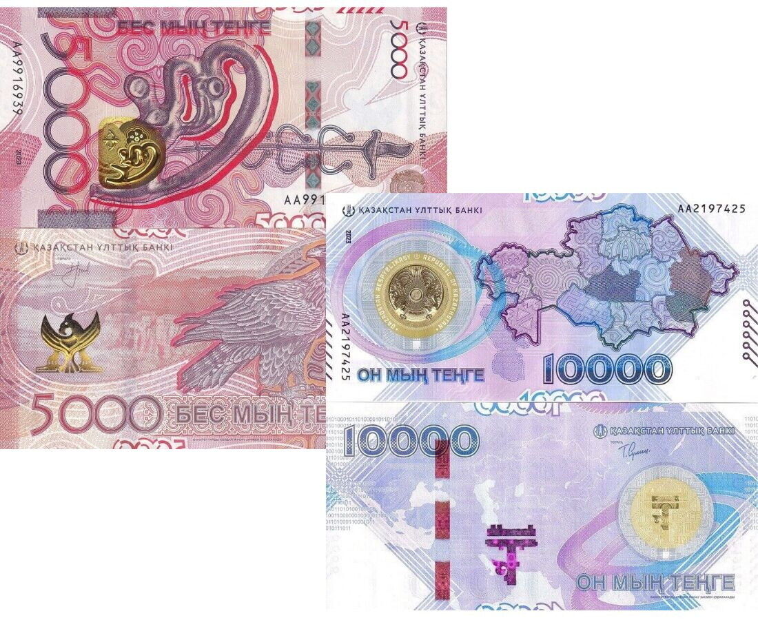 Kazakhstan Set 2 Pcs 5000 10000 Tenge 2023 / 2024 comm. P 50 New UNC