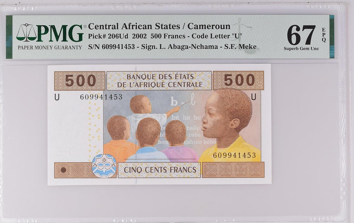 Central African Cameroun 500 Francs 2002 P 206Ud Superb Gem UNC PMG 67 EPQ